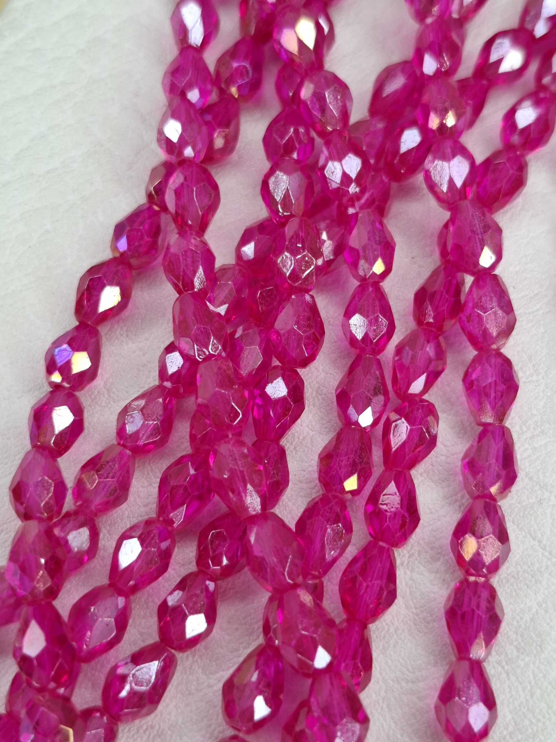 Tira cristal gota fucsia 6mm