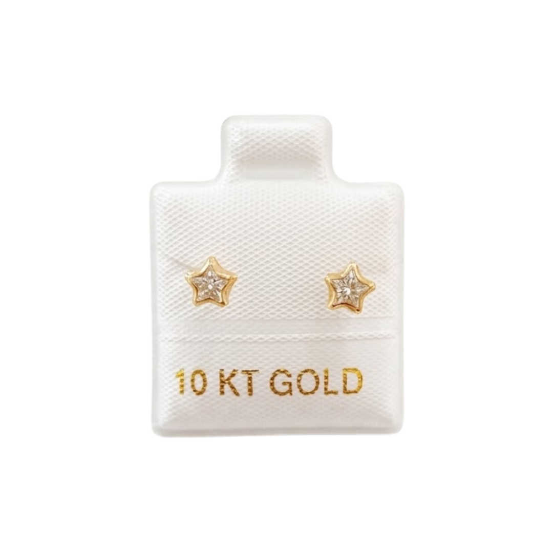 Topito Estrellas con diamante Oro 10K
