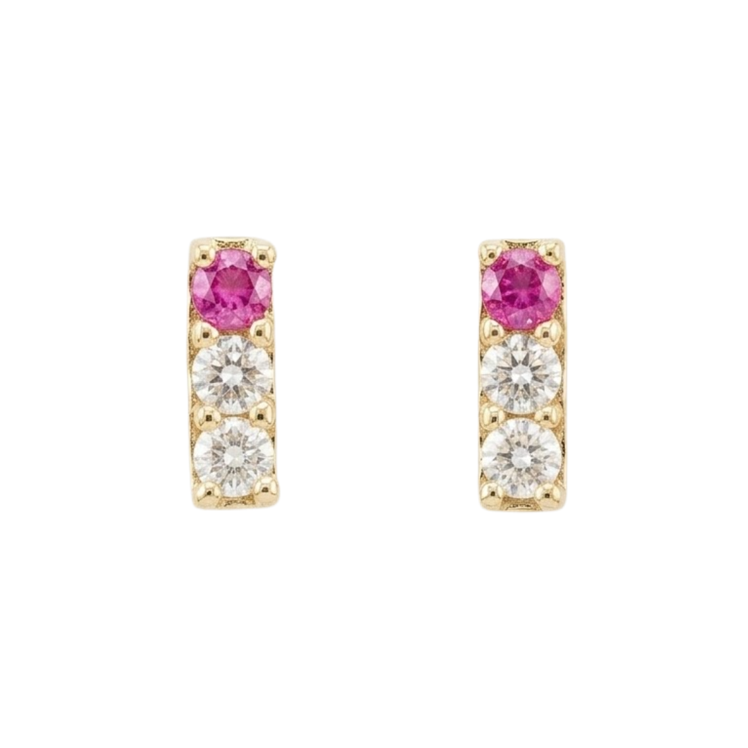 TopitosTres diamantes línea rosados Oro 10K