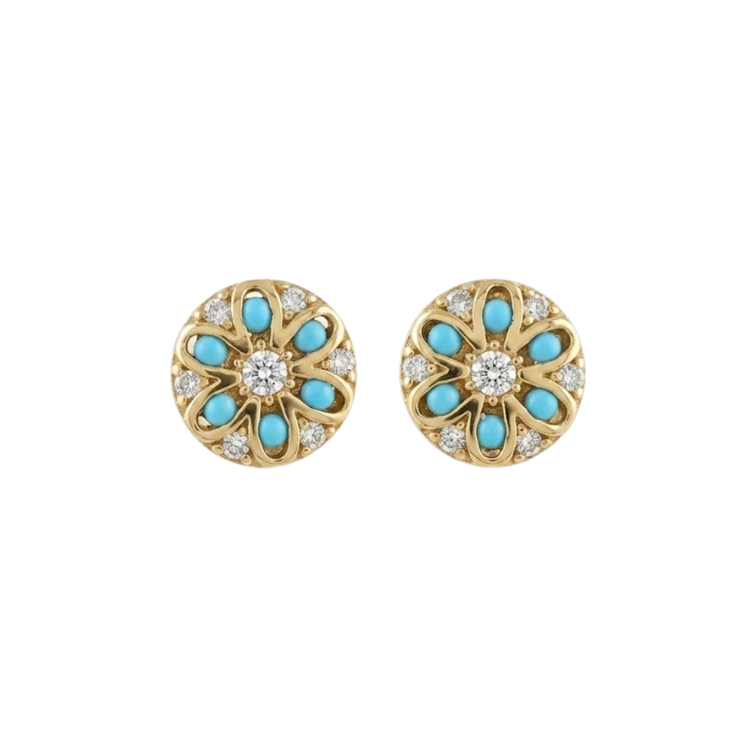 Topito Flor turquesa Oro 10K