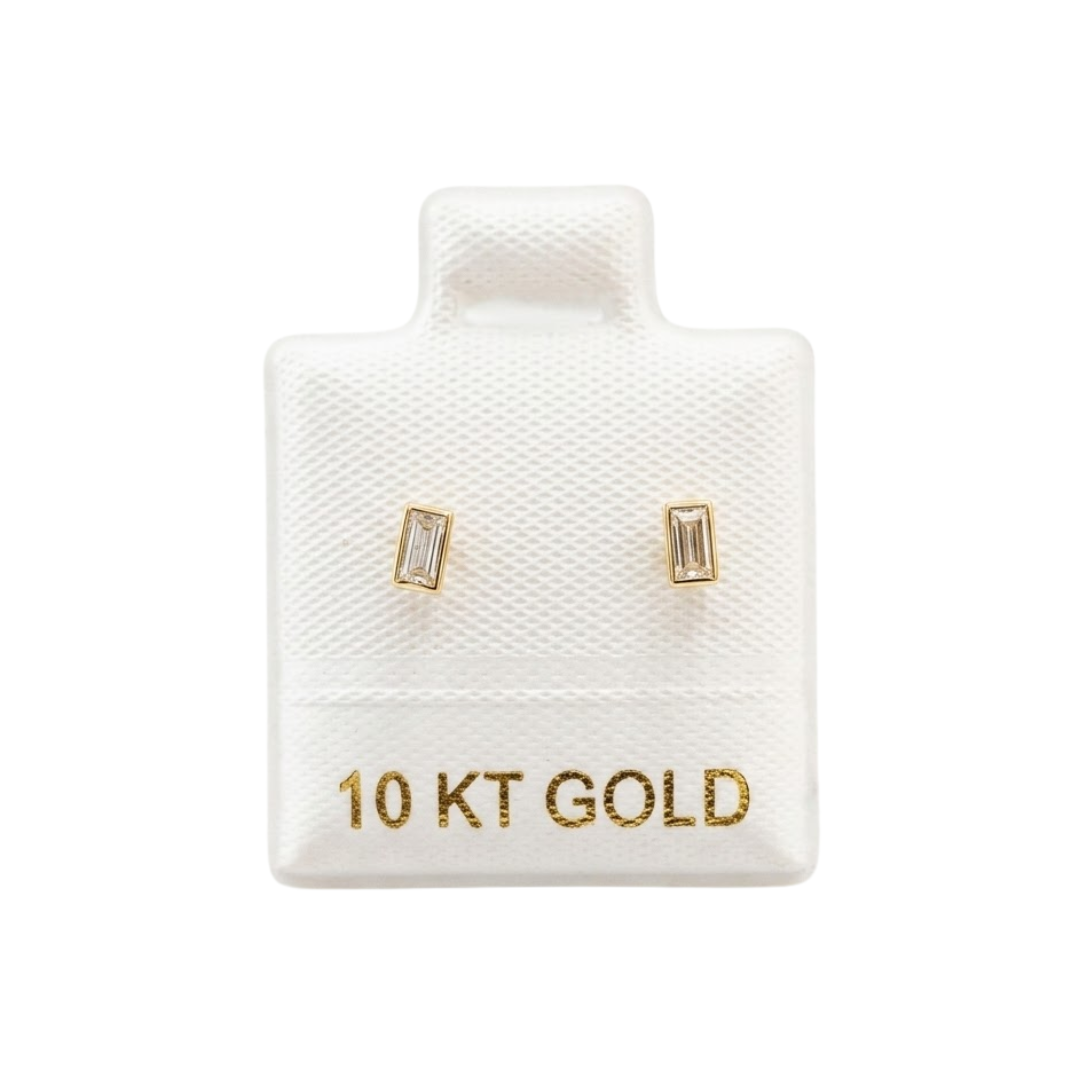 Topito Rectángulo rosa borde líneas Oro 10K