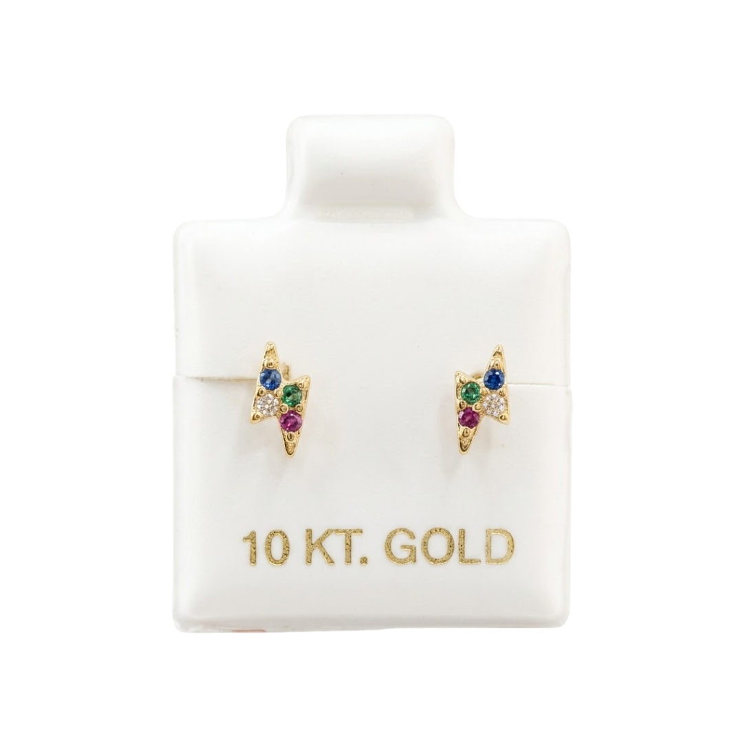 Topito Rayito de circones de colores Oro 10K