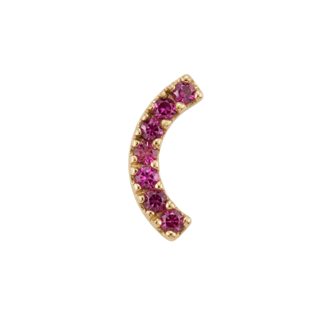 Piercing Curva circones fucsia Oro 14K