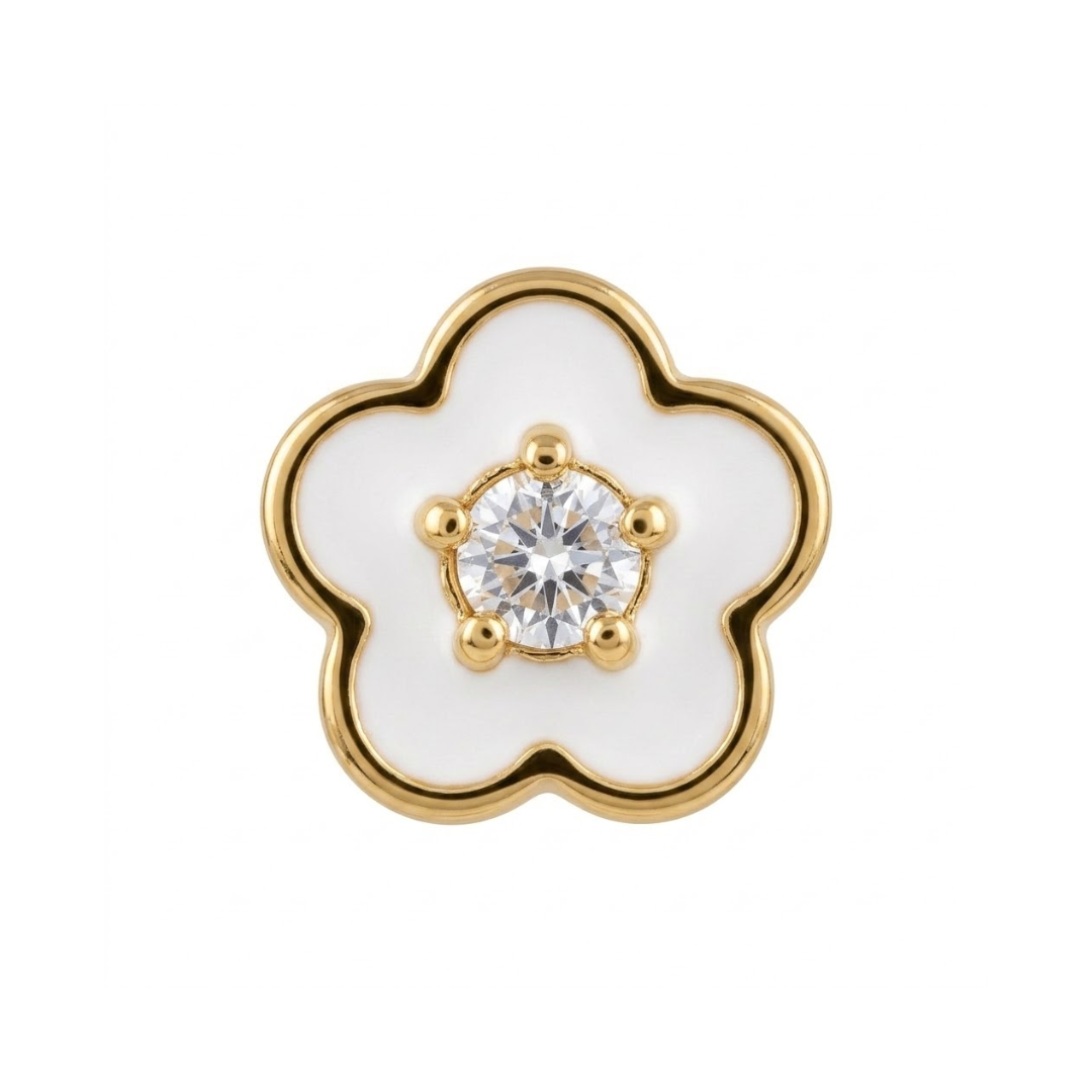 Piercing 1 pieza Flor blanca Oro 14K