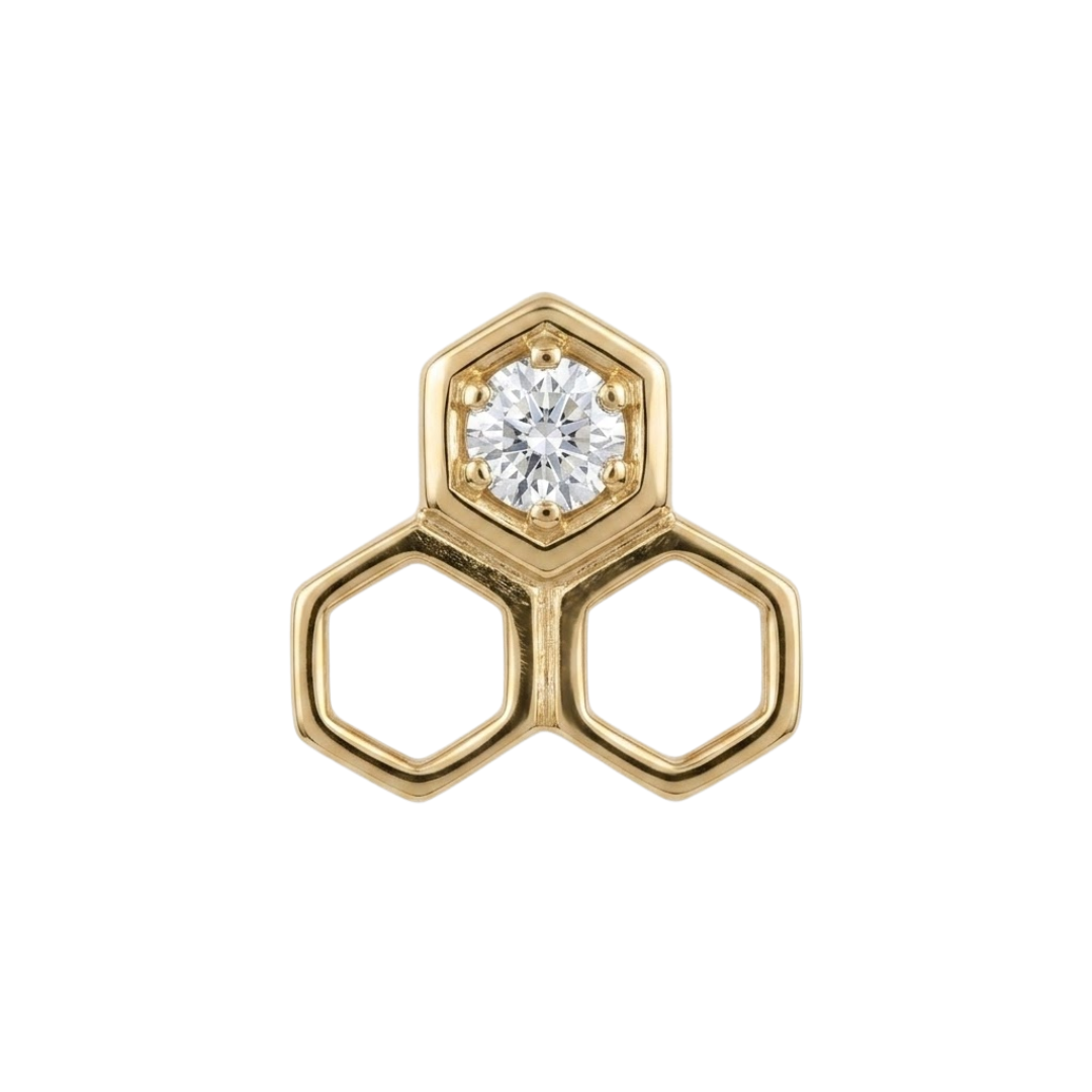 Piercing 1 pieza Panal de abeja Oro 14K