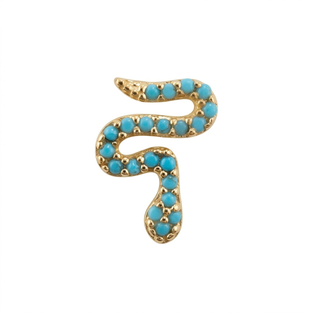 Piercing 1 pieza Serpiente turquesa Oro 14K